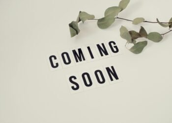 Eucalyptus branch with 'Coming Soon' message on white background for announcements.